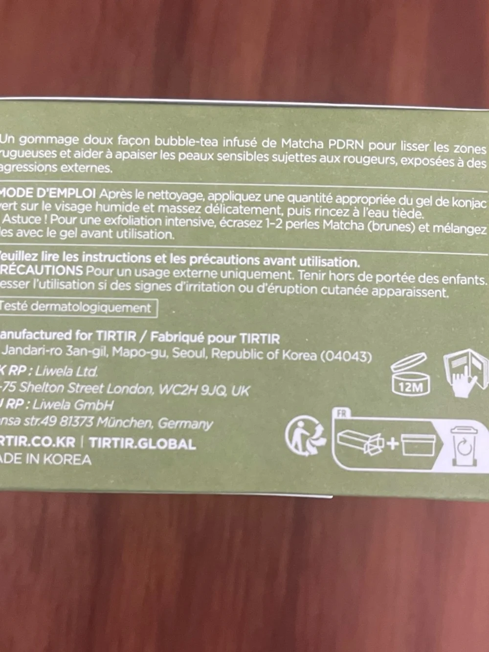 TIRTIR Matcha Bubble Tea Scrub - NWT